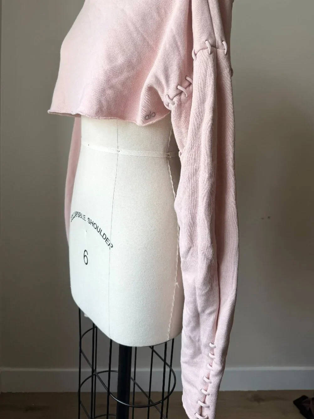 Alo Blush Pink Cropped Sweater | Stitch Detail Long Sleeve | Cowl Neck Top | M